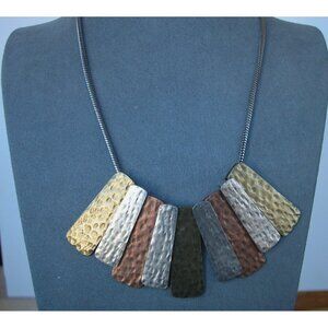 Multicolor Hammered Metal Statement Necklace By Chicos